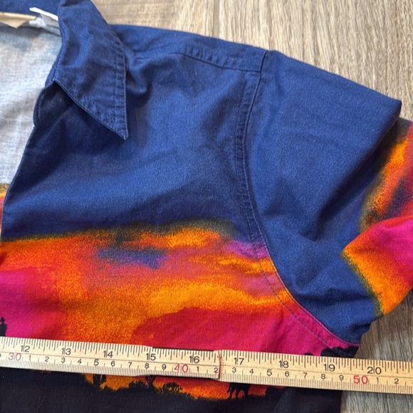 Wrangler Western Sunset Cowboy Print Pearl Snap Shirt Vintage 70s 80s Large Rare - Picture 11 of 13